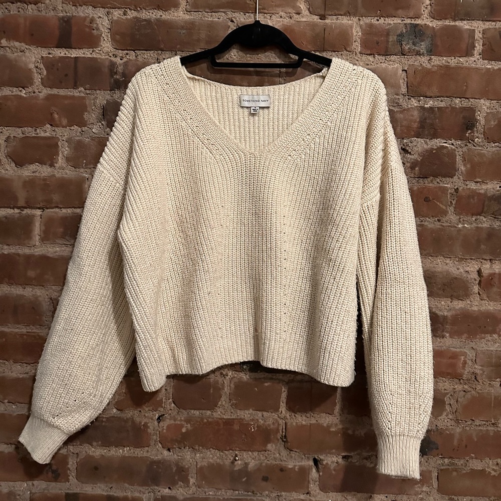 Something Navy Relaxed Sweater - Cream